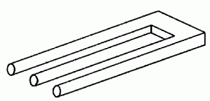 Blivet. This is one of the most famous optical illusion pictures of an impossible object. It has two rectangular prongs at one end that morph into three cylindrical prongs at the other.